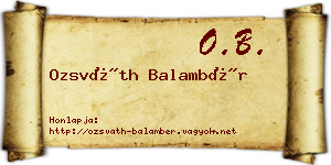 Ozsváth Balambér névjegykártya